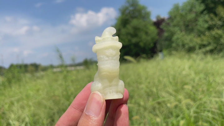 Natural Crystal Carving Seated Wizard Cat