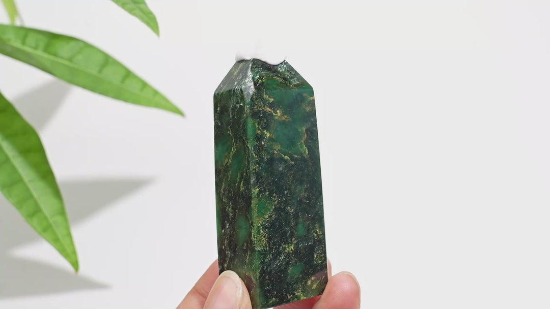 Natural Crystal Fuchsite In Quartz Point