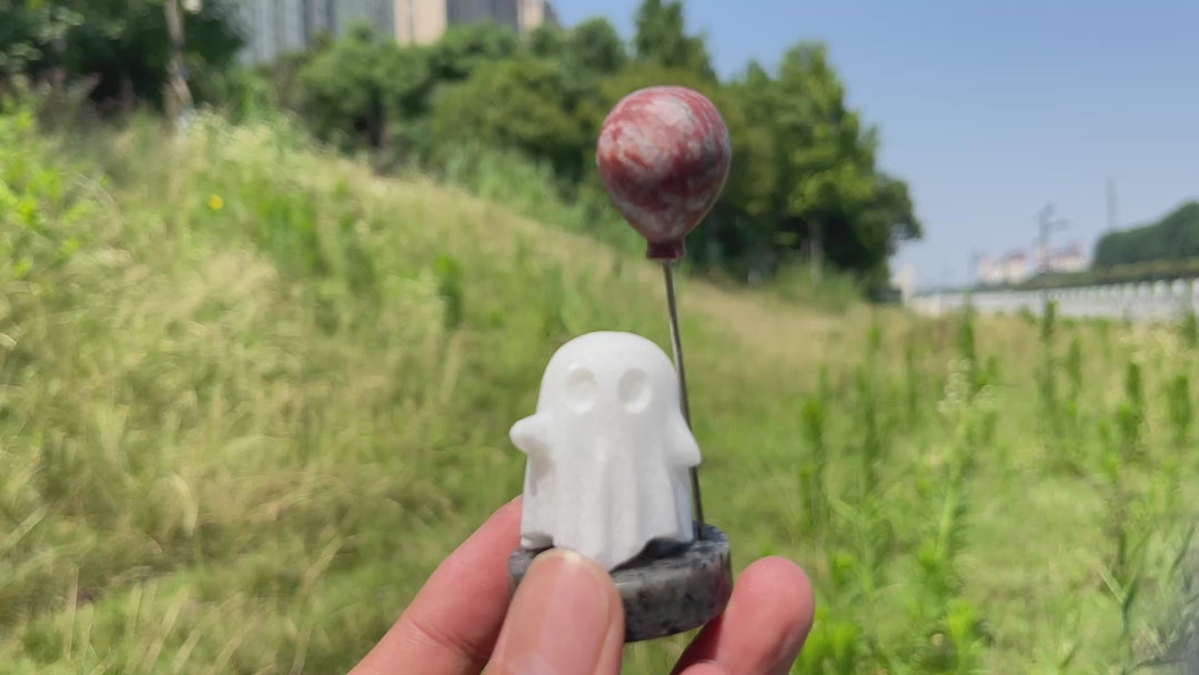 Natural Crystal Cute Ghost With Balloon