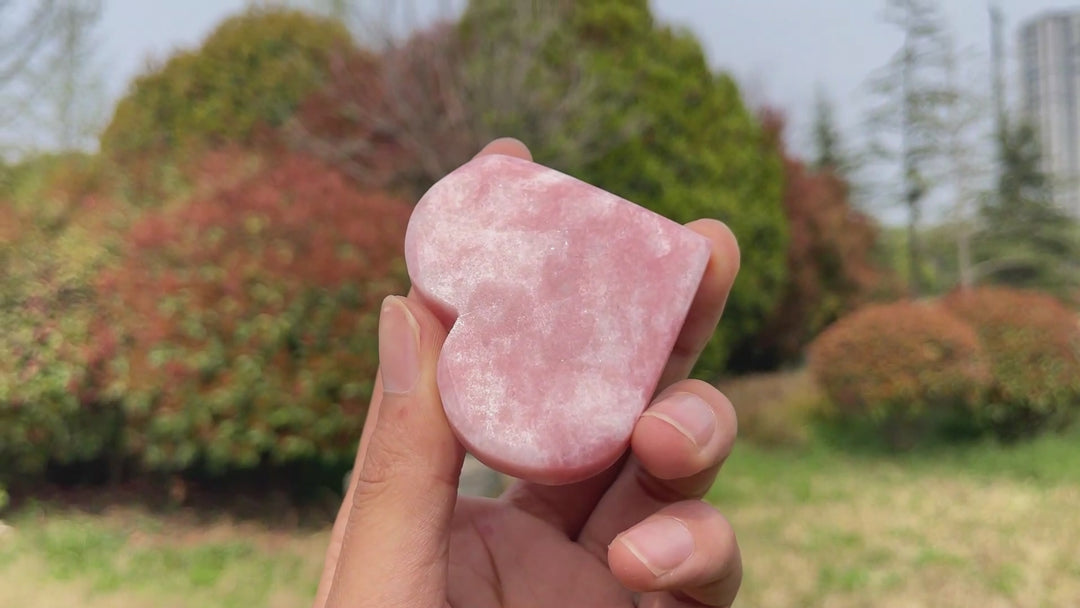 Natural Crystal Carved Pink Opal Heart