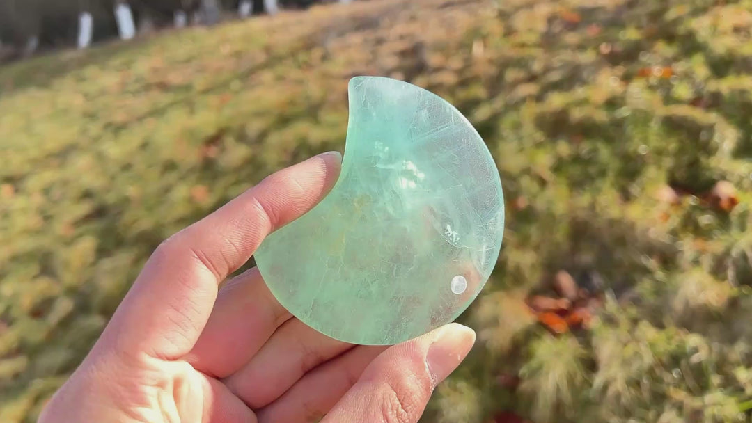 Imperfect,Natural Green Fluorite Moon