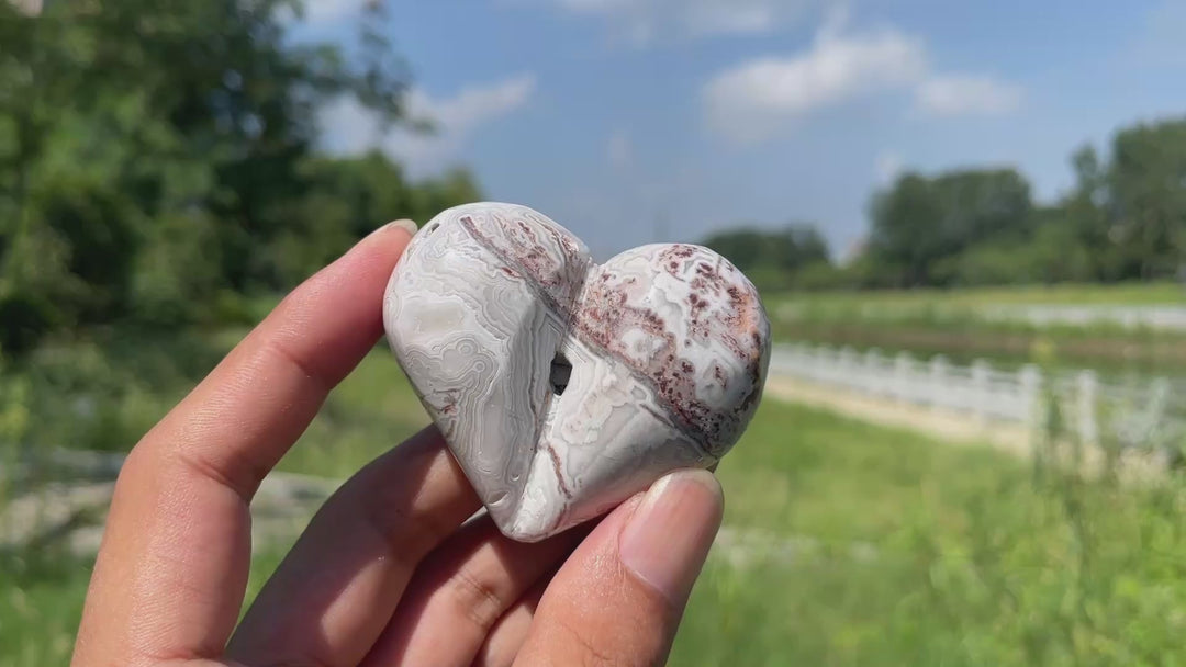Natural Crystal Mexican Agate Peach Heart