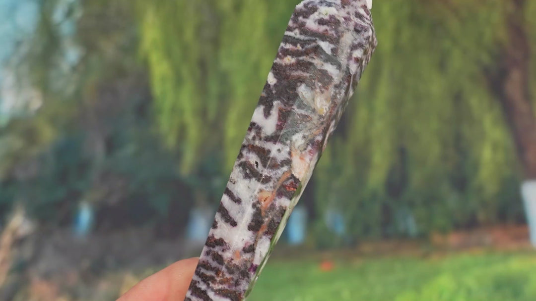 Natural Purple Zebra Fluorite Point