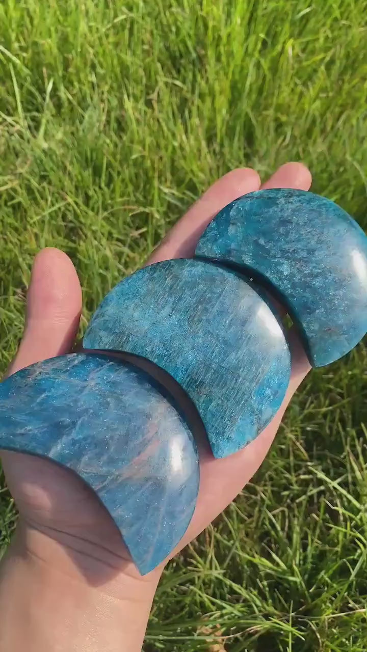 Carving Blue Apatite Moon