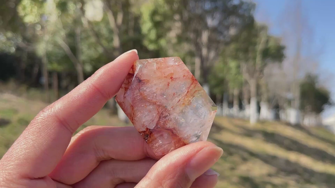 Natural Fire Quartz Crystal Shield