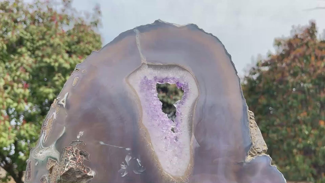 Unique,Natural Agate Geode Crystal Slice