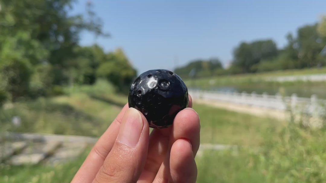 Natural Crystal Silver Obsidian Moon Sphere