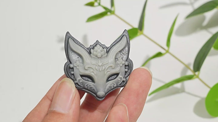 Unique,Natural Crystal Carving TaiJi Stone Fox Mask