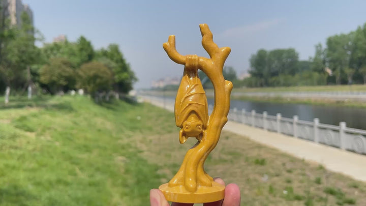 Natural Crystal Bat On Branch Carving